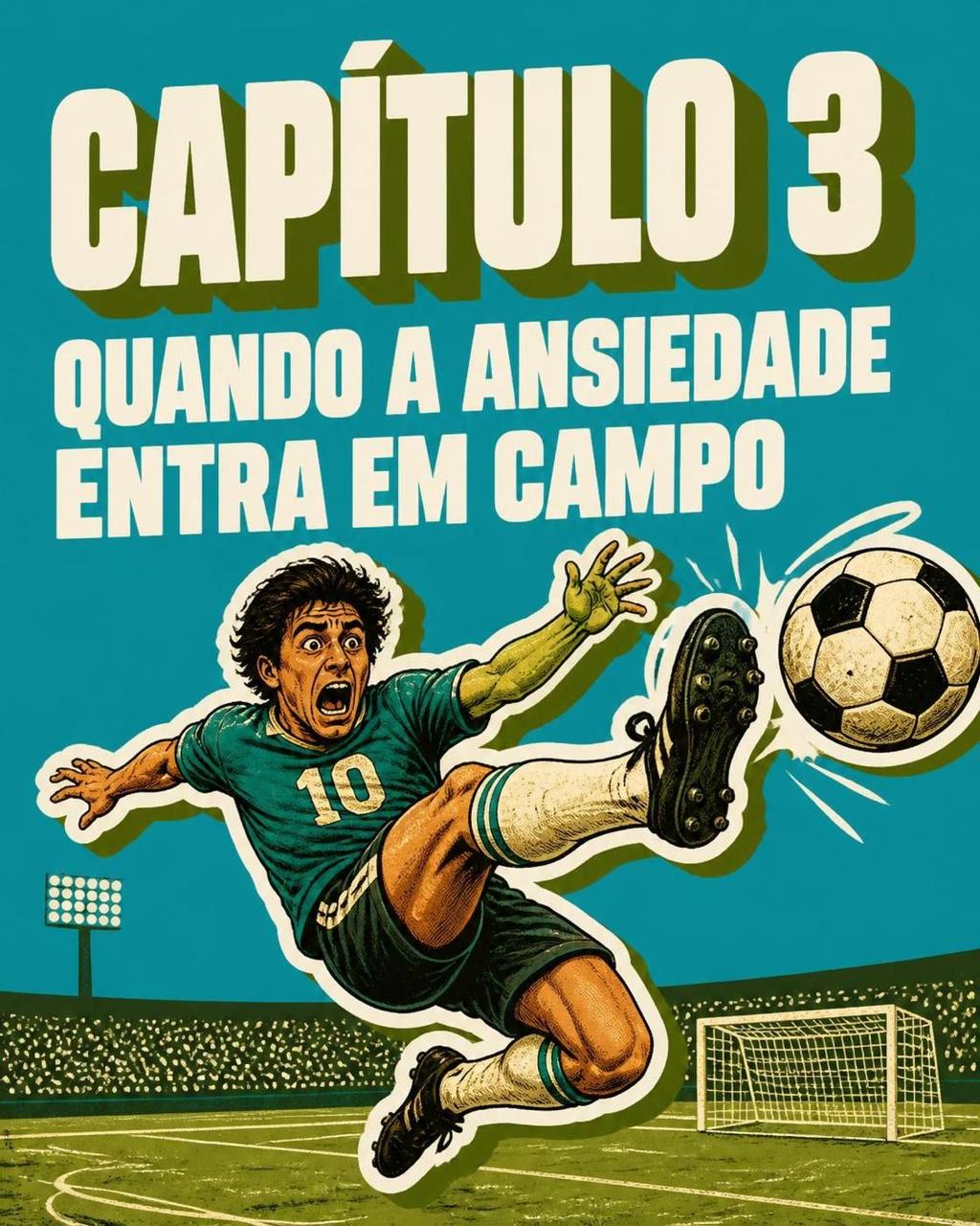 Jogador chutando a bola em momento de pressão